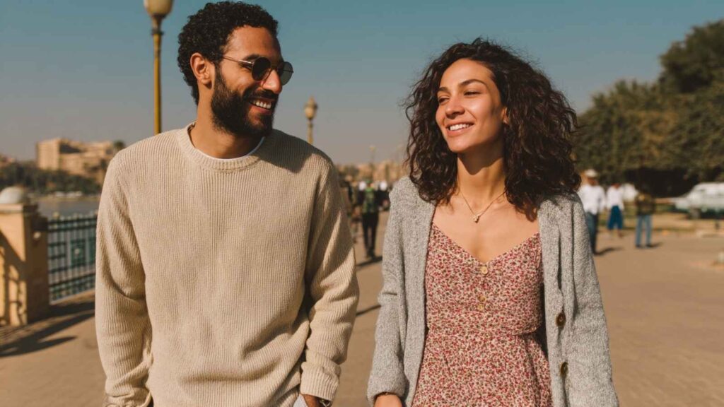 Young man and woman in Cairo during October