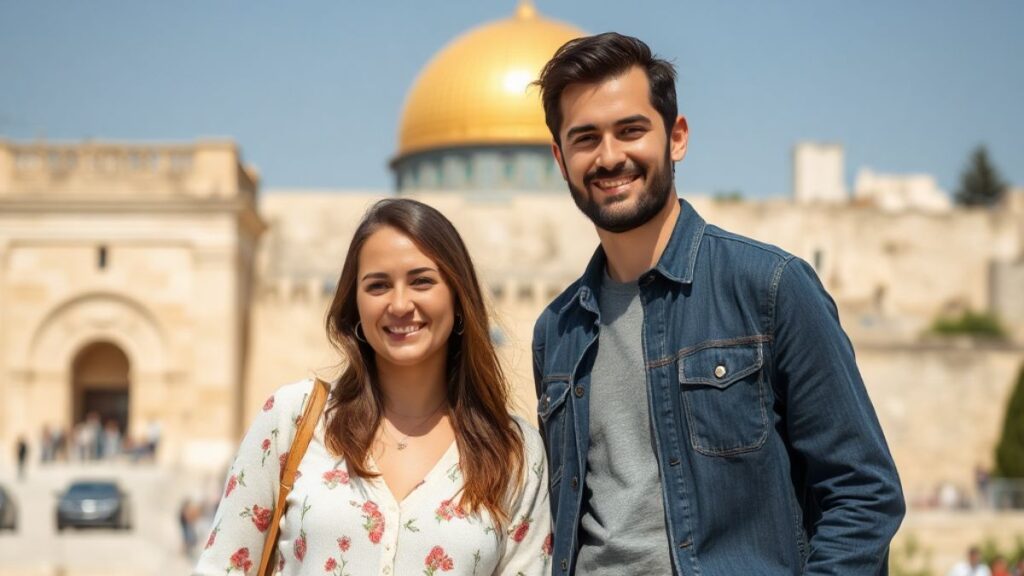 Men and women wearing spring clothing in Jerusalem, Israel