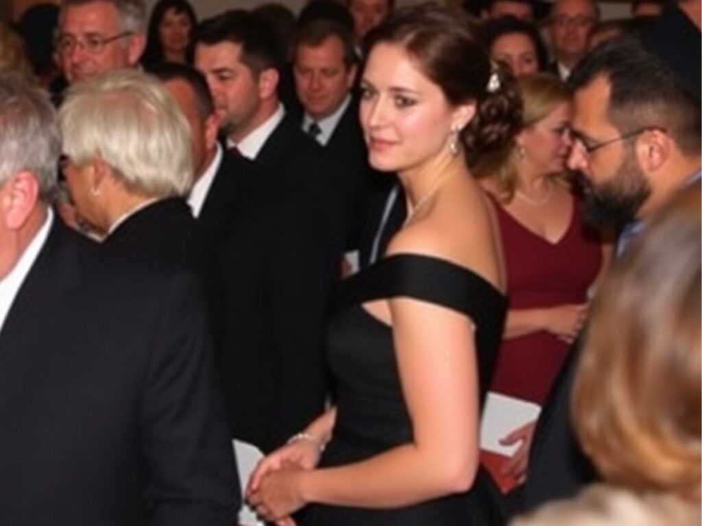 Guests at a Jewish wedding, with one woman wearing a black dress, reflecting on the color’s association with mourning